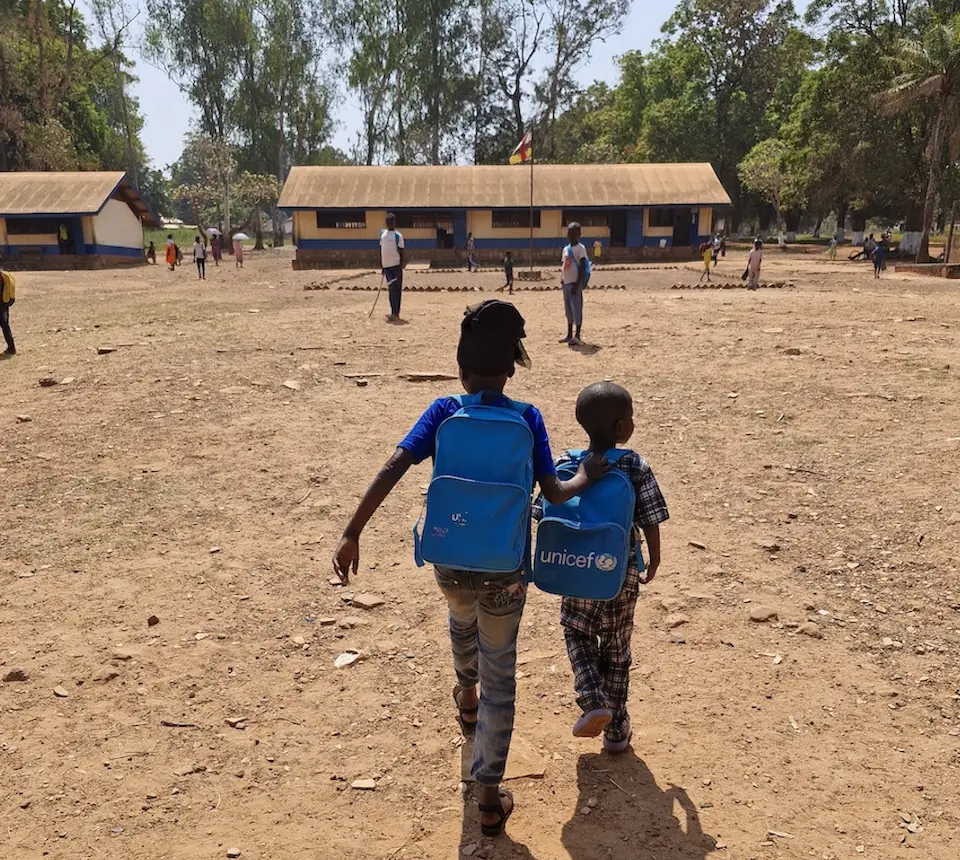Children walk to school in the Central African Republic.