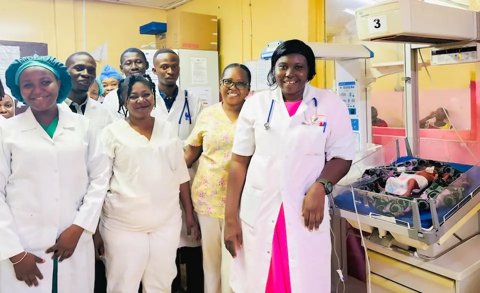 Doctor and her neonatal care team at pediatric hospital in Central African Republic