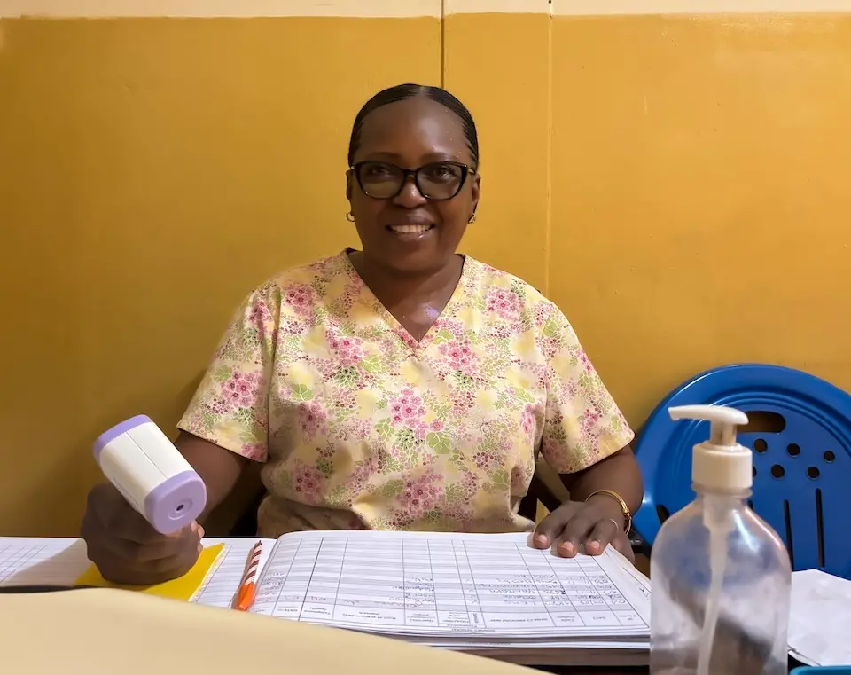 Nurse reviewing patient information at pediatric hospital in Central African Republic