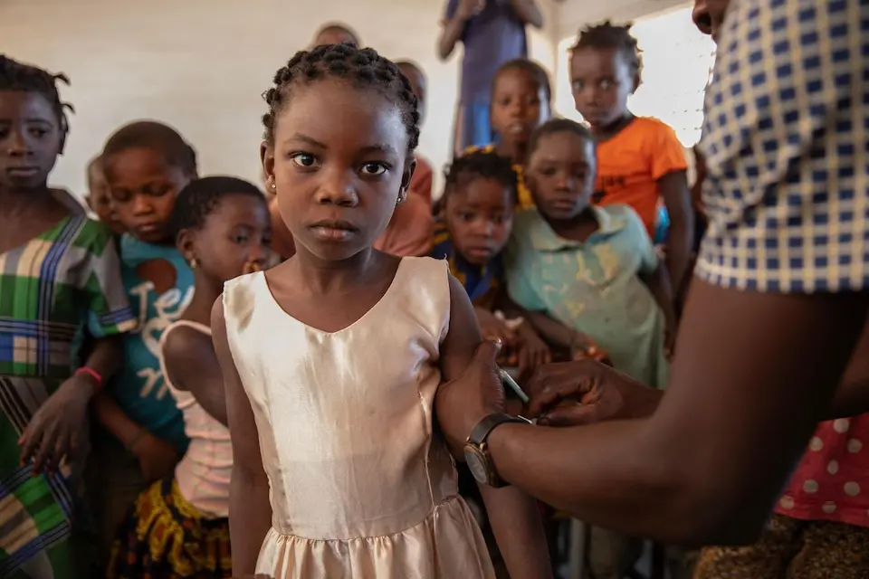 s vaccinated against measles during the vaccination campaign against measles and polio in the Chiure district of the province of Cabo Delgado in Mozambique.