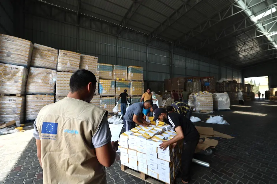 On the evening of May 21, 2025, 508 pallets with lifesaving nutrition supplies reached the UNICEF warehouse in Central Gaza.