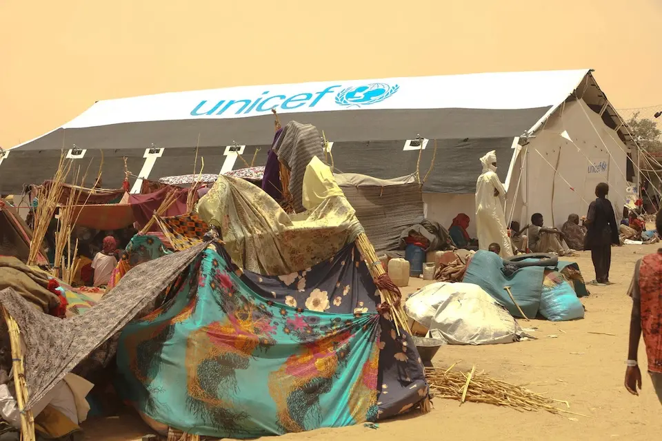 In Chad, a UNICEF child-friendly space set up for children who have fled the war in Sudan.