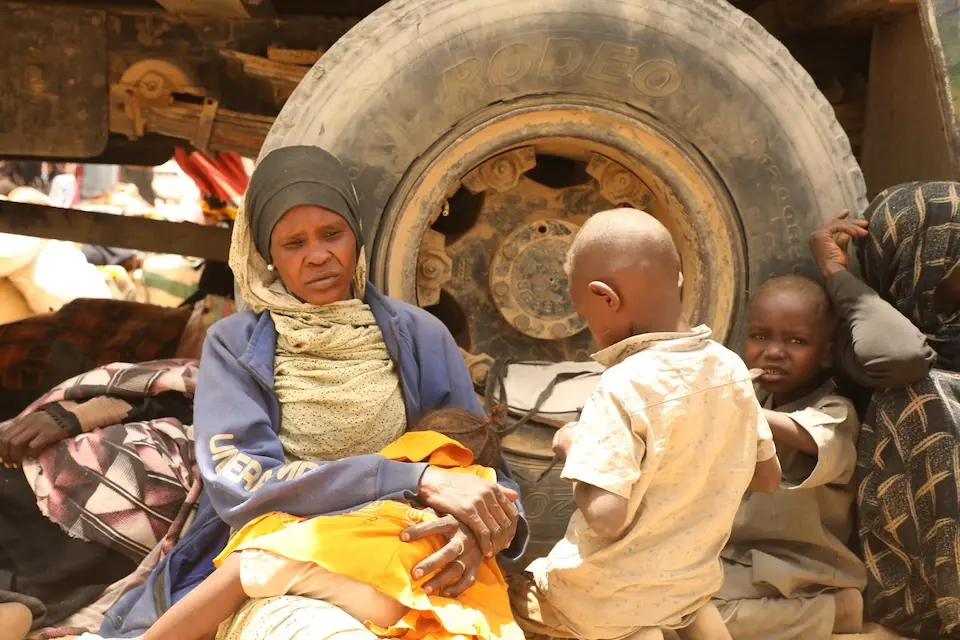 Sudanese refugee families in Tiné on the Chadian border.
