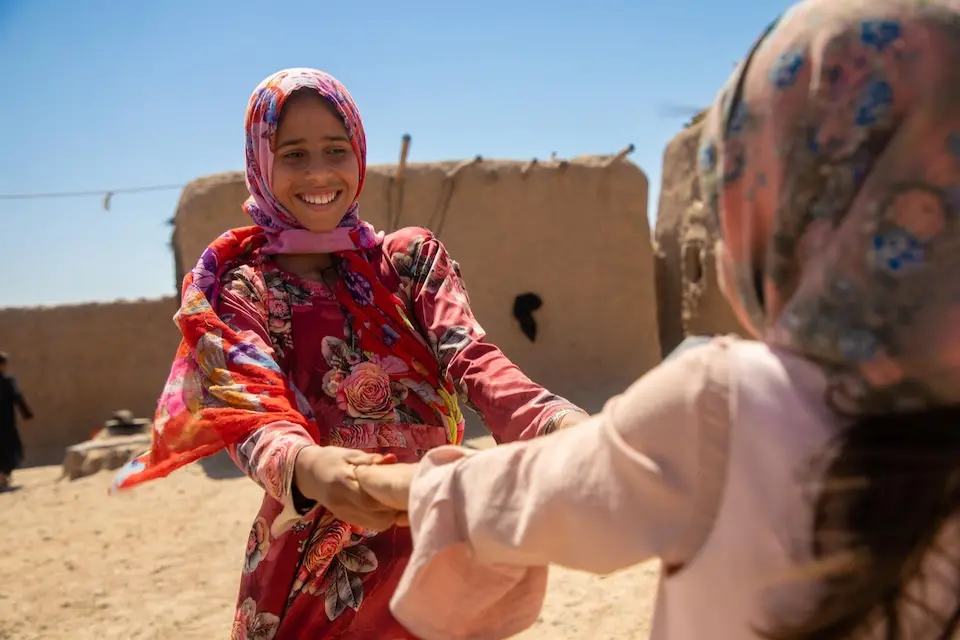 Cousins play at their home in Shahrak Sabz village in Karkh district, Herat province, Afghanistan.