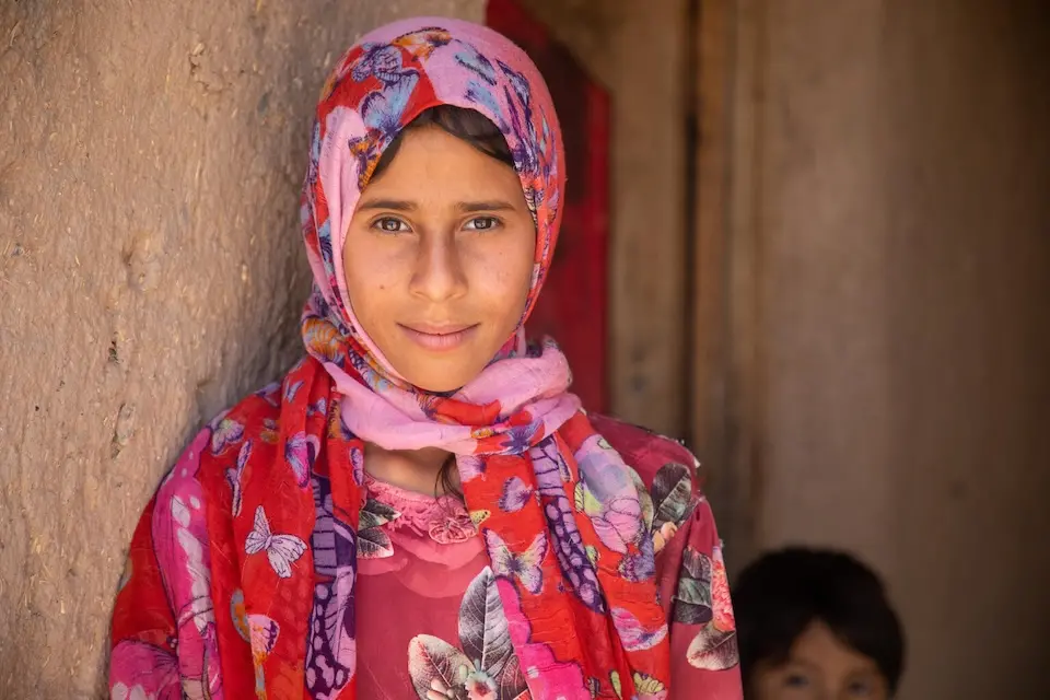 Twelve-year-old Farima at her home in Herat province, Afghanistan.