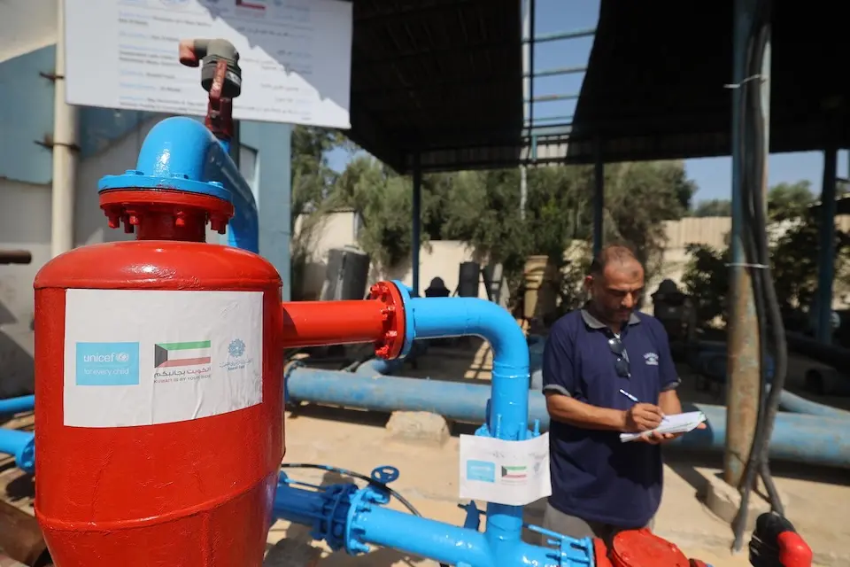 A new UNICEF-supported water well in Deir Al-Balah, Gaza Strip.