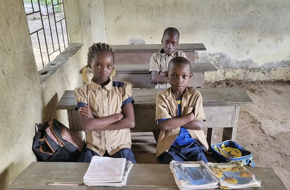 School children at a local school on flood-prone M’bamou island, Brazzaville, DR Congo.