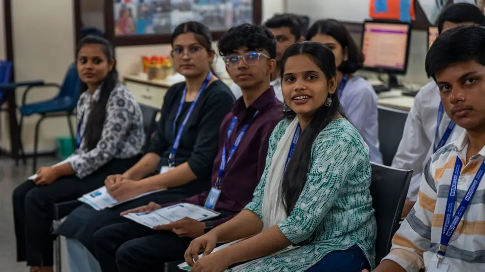 Students sitting at the Common Service Center in New Delhi State