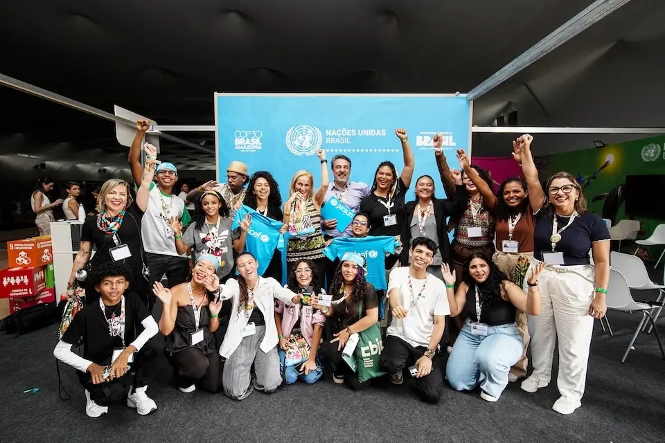 UNICEF Leaders with young climate activists from Latin America and the Caribbean gather for COP30 in Belém, Brazil. 