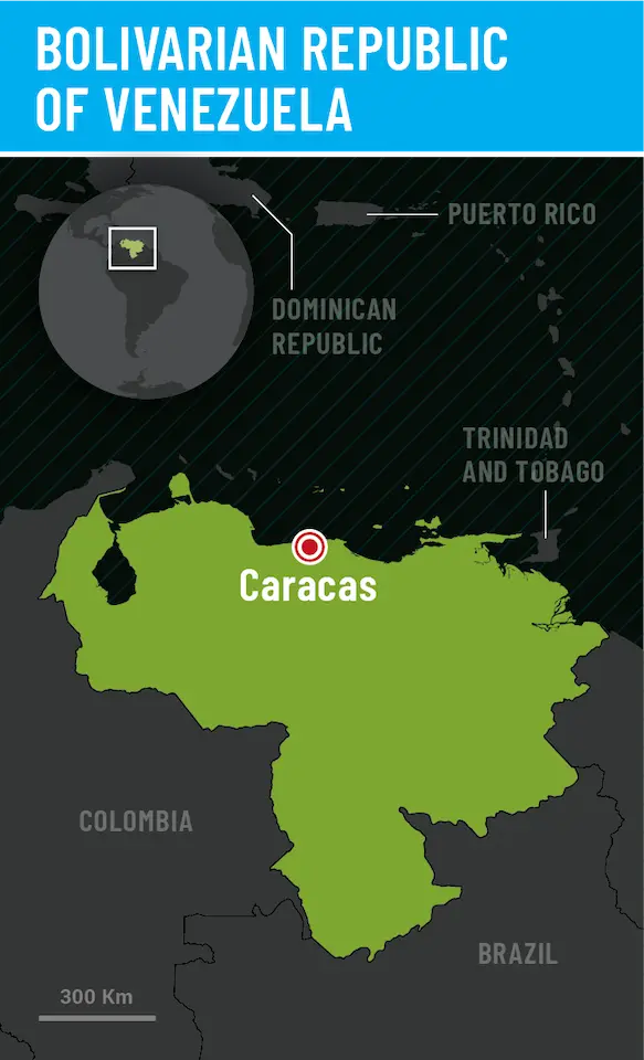 map showing location of Venezuela