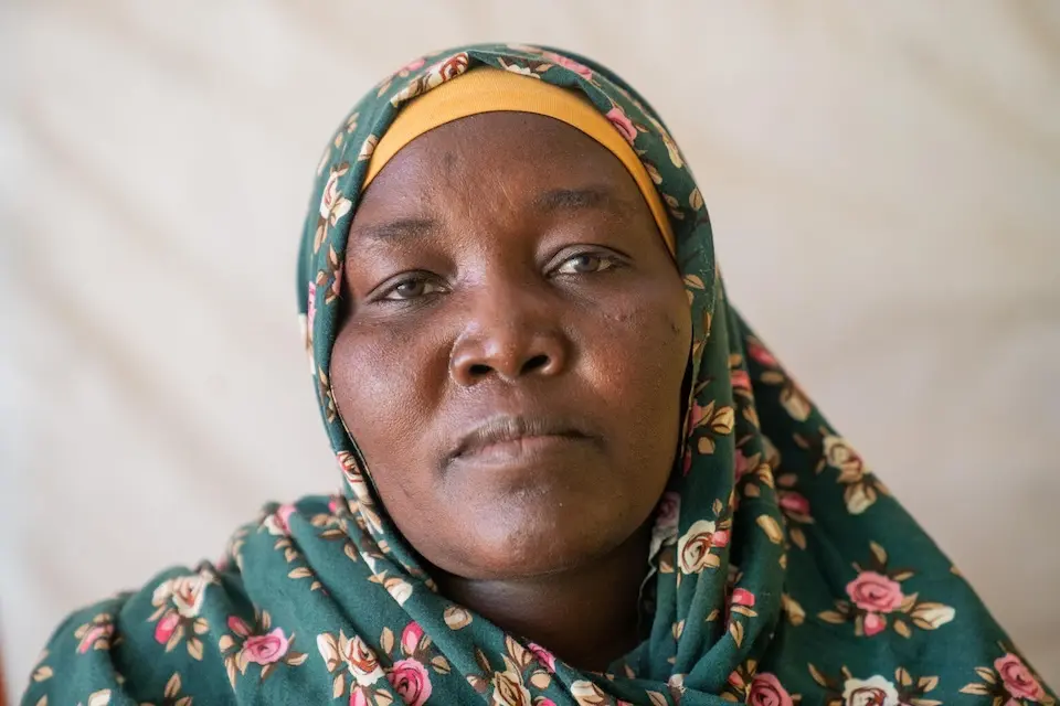 Amina, a midwife, at a UNICEF-supported health facility in Tawila, North Darfur, Sudan.
