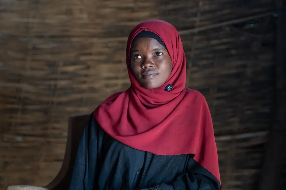 Mahla, a social worker, in a safe space for women and girls established by UNICEF in Tawila, North Darfur, Sudan.