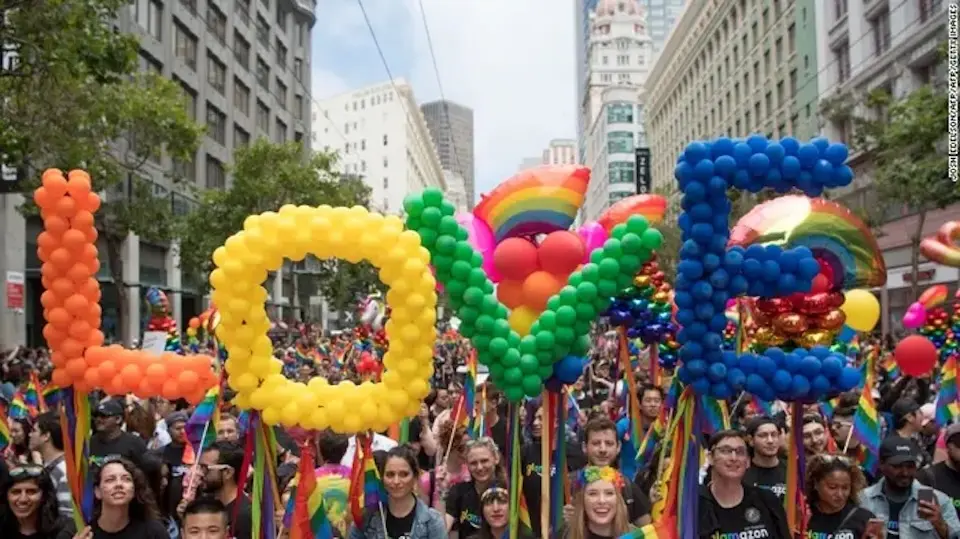 People participate in the San Francisco Pride Parade in San Francisco, California, on June 25, 2017.