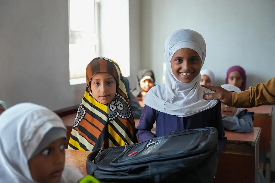 School bags were distributed to students and teachers in Yemen as part of UNICEF’s back-to-school activities. 