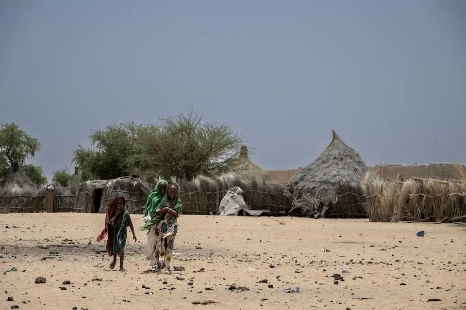 Children walking to a water point in Kanem Province, northern Chad.
