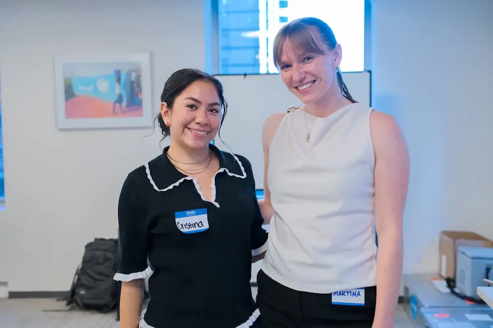 UNICEF USA's Young Professionals Network participants, Purpose Team B members, Martina Croce, right, and Cristina Villena.