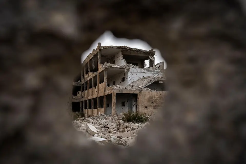 A destroyed school in Homs, Syria.