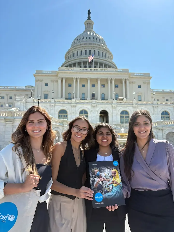Four members of an American UNICEF Club on Capitol Hill to participate in UNICEF USA's Annual Hill Day. 