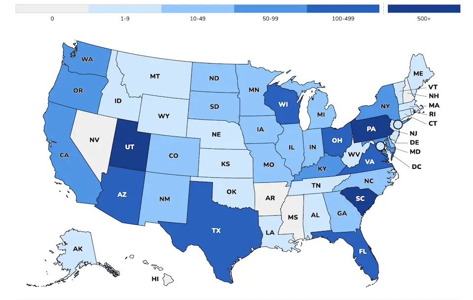 Centers for Disease Control and Prevention map showing 2026 measles cases by U.S. state