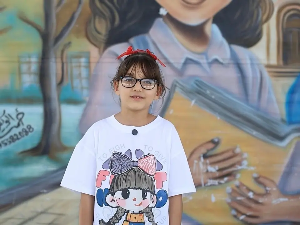 Maryam, 10, returns to school in Gaza on Sept. 21, 2026.