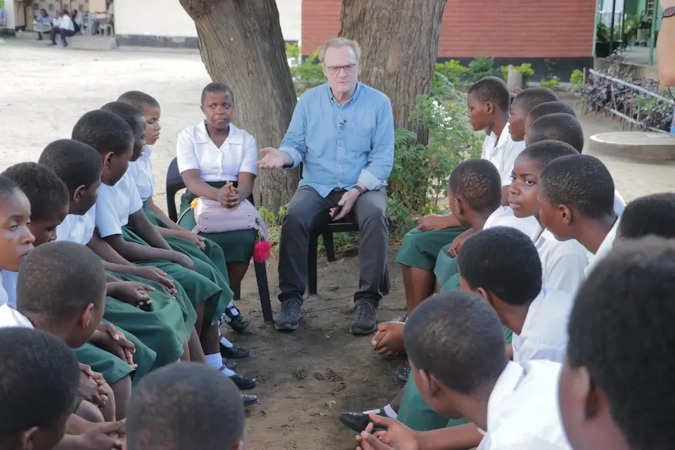 Lawrence O'Donnell visits students in Malawi.