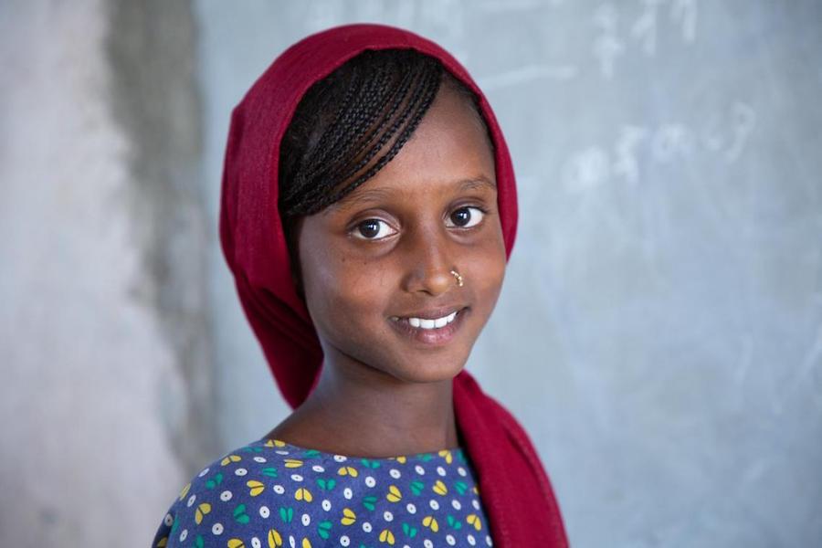 Displaced by conflict in northern Ethiopia, 11-year-old Asya and her family fled to Chifra in Afar region.