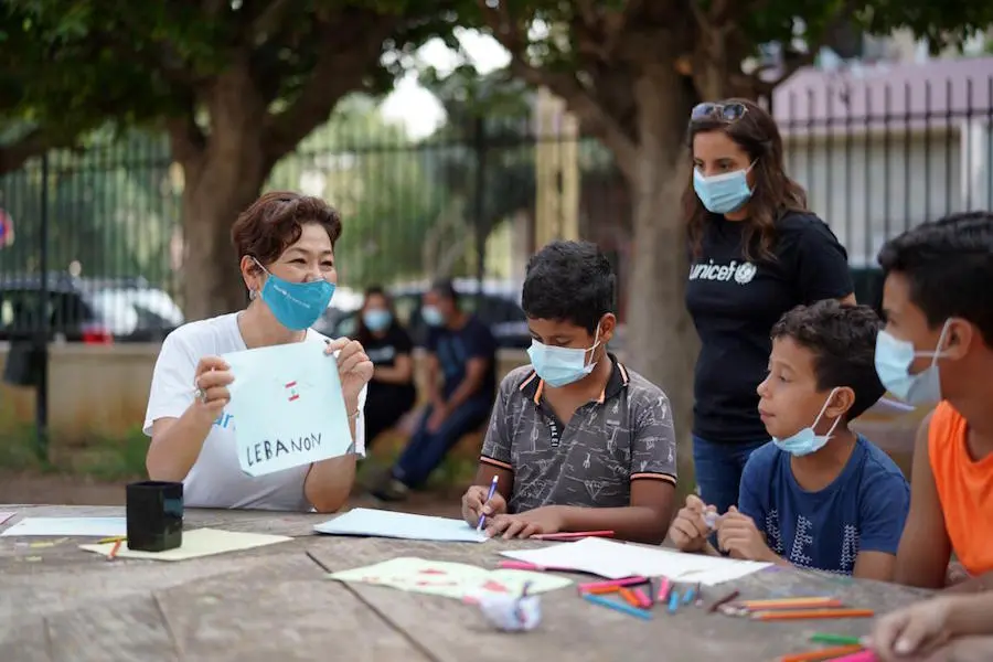 After two massive explosions rocked Beirut in August 2020, UNICEF set up Child-Friendly Spaces like this one in Karantina, a Beirut suburb, where kids could go to relax and just be kids for a while. After two massive explosions rocked Beirut in August 2020, UNICEF set up Child-Friendly Spaces like this one in Karantina, a Beirut suburb, where kids could go to relax and just be kids for a while.