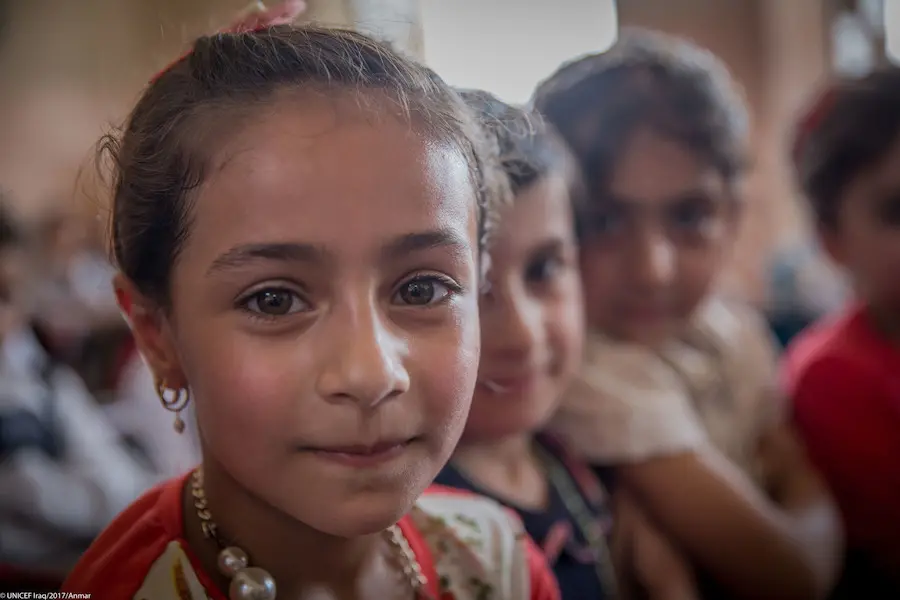 Aysha attends Saint Abd al-Ahad primary school supported by UNICEF in Mosul Jadida neighborhood in west Mosul. Aysha attends Saint Abd al-Ahad primary school supported by UNICEF in Mosul Jadida neighborhood in west Mosul.