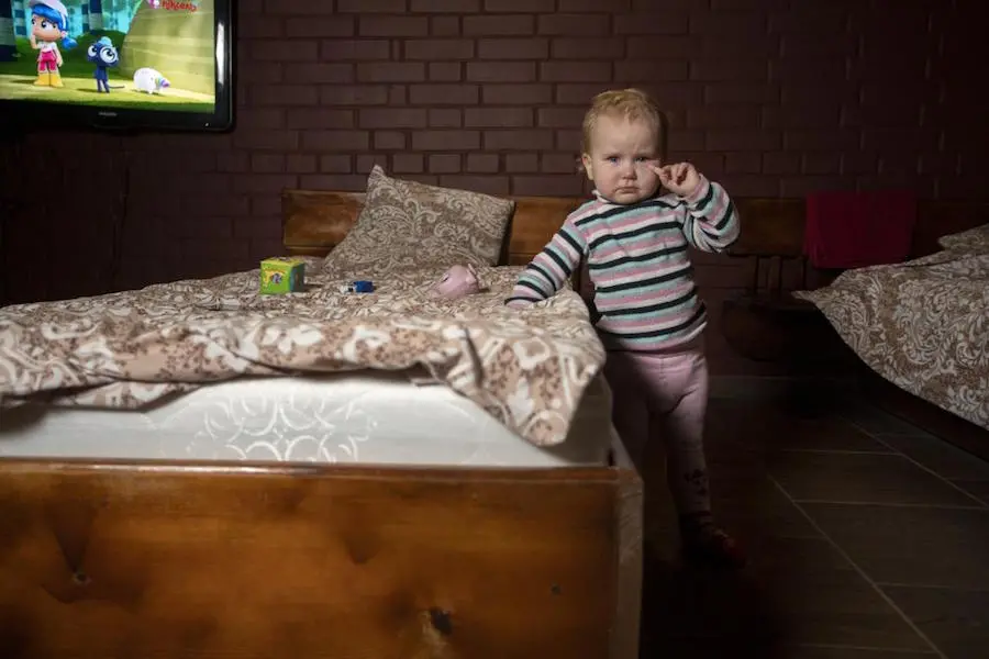 One-year-old Nastia and her mother and brother fled Kharkiv amid heavy shelling and set out for the Polish border. One-year-old Nastia and her mother and brother fled Kharkiv amid heavy shelling and set out for the Polish border.