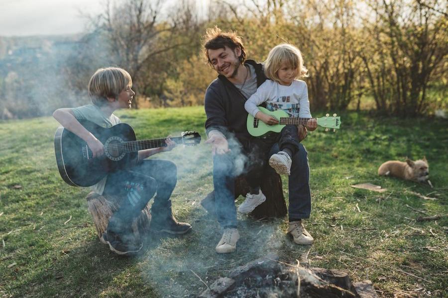 Oleksandr plays with his sons, 8-year-old Elvin and 3-year-old Leonard, in Kmelnitsky oblast, Ukraine.