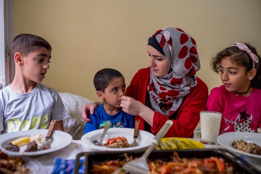 Amr, Karam, Amira and Jannat Raslan, Syrian refugees now living in Berlin.