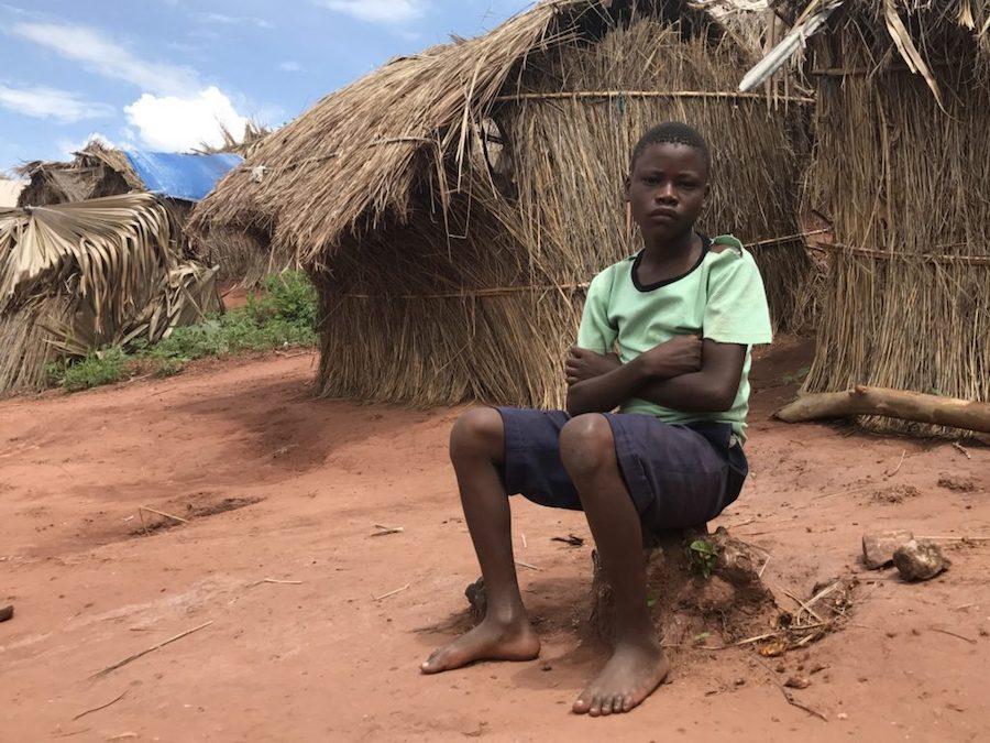 Gérome, 13, has been living with neighbors in the Katanika 2 camp in Tanganyika. His mother and grandmother were killed in an attack on their village. He doesn't know if his father is still alive. 