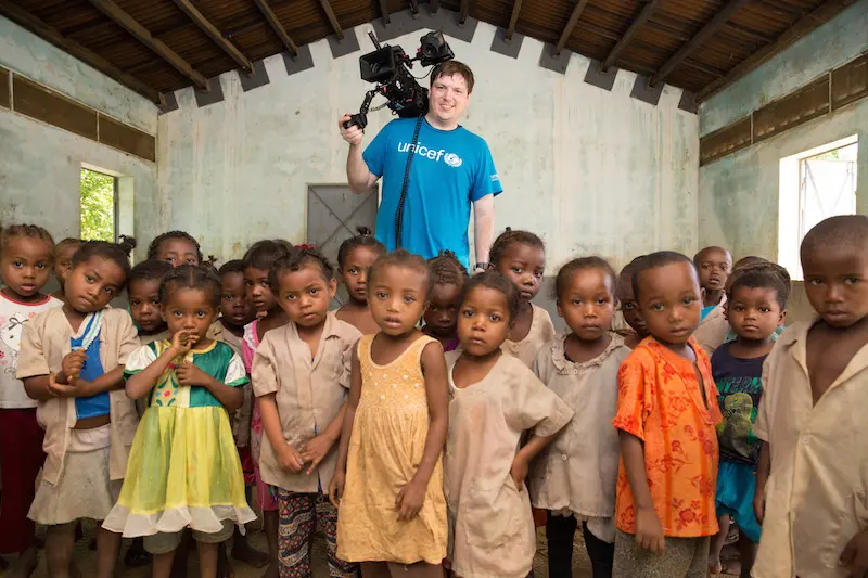Grant in Madagascar with kids and camera