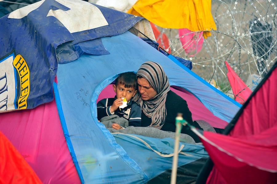 Woman and Child in Tent