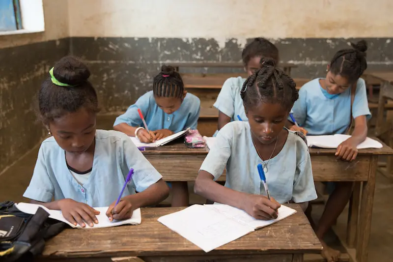 girls studying at school in Madagascar