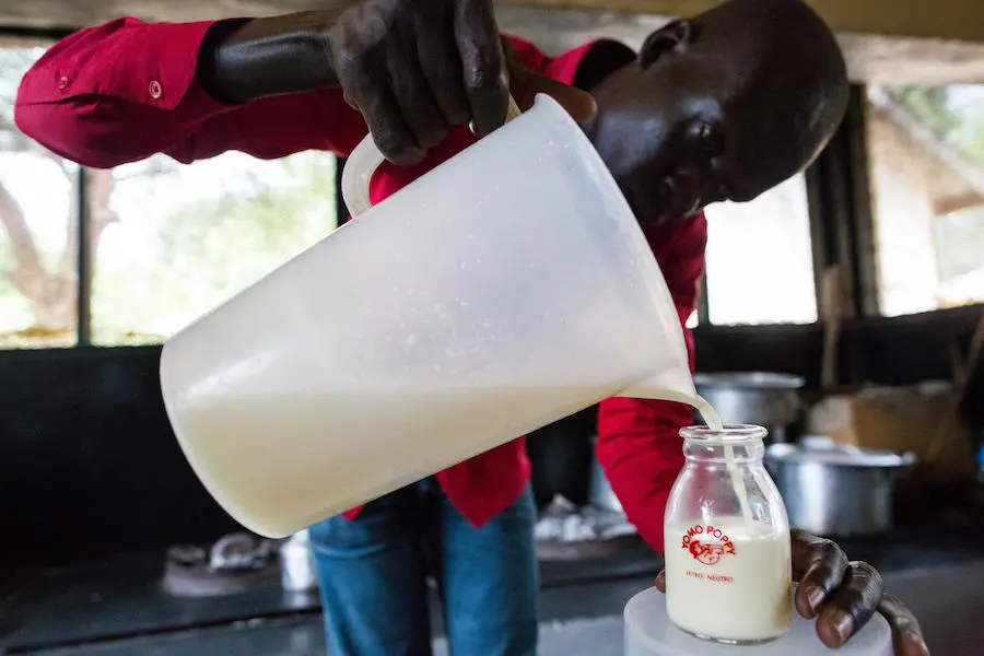t a UNICEF-supported hospital in Juba, South Sudan in October 2017, a nutritionist prepares therapeutic milk rich in nutrients for children suffering from severe acute malnutrition. t a UNICEF-supported hospital in Juba, South Sudan in October 2017, a nutritionist prepares therapeutic milk rich in nutrients for children suffering from severe acute malnutrition.
