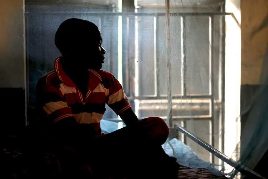 Musa [NAME CHANGED] at the UNICEF-supported Tindoka Childcare Center in Yambio, South Sudan, after being released from an armed group earlier in 2018.