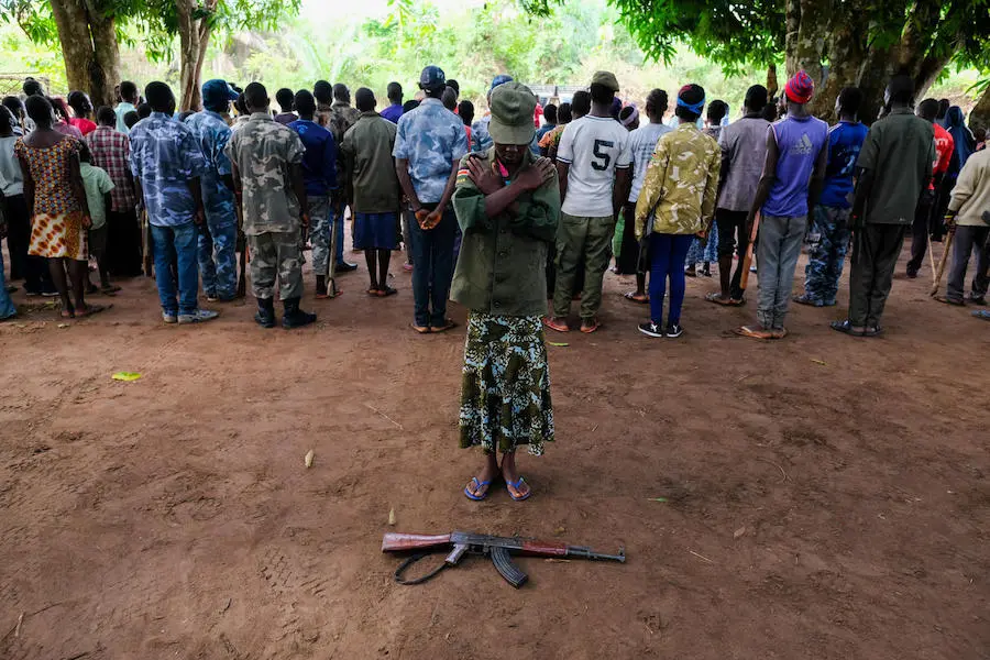 Nawai, 15, on April 17, 2018, during a ceremony to release children from the ranks of armed groups in South Sudan. Nawai, 15, on April 17, 2018, during a ceremony to release children from the ranks of armed groups in South Sudan.