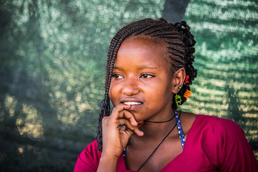 Aydoudate, 15, lives in the UNICEF-supported Mangaize refugee camp in Niger. Many girls marry young in her community, but she plans to finish her education first. 