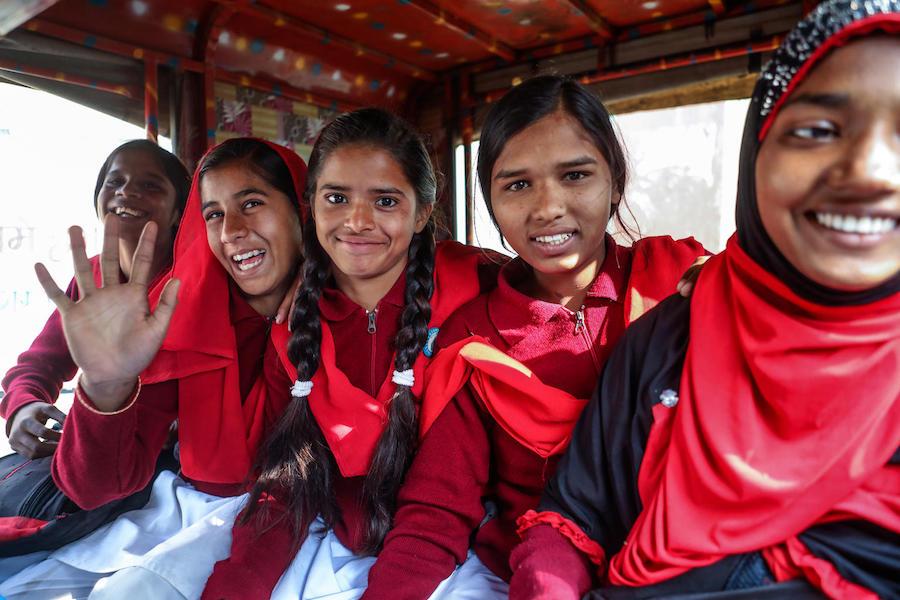 In the village of Berhabad in Jharkhand state, India, girls who have spoken out against child marriage are given a ride to school to protect them from being harassed by boys and men.