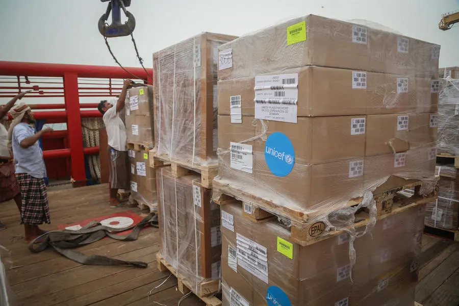 On 30 June 2018 in Yemen, a ship carrying emergency supplies sent by UNICEF arrived in Al Hudaydah, Yemen. unicef, yemen, humanitarian crisis, al hudaydah, hodeidah