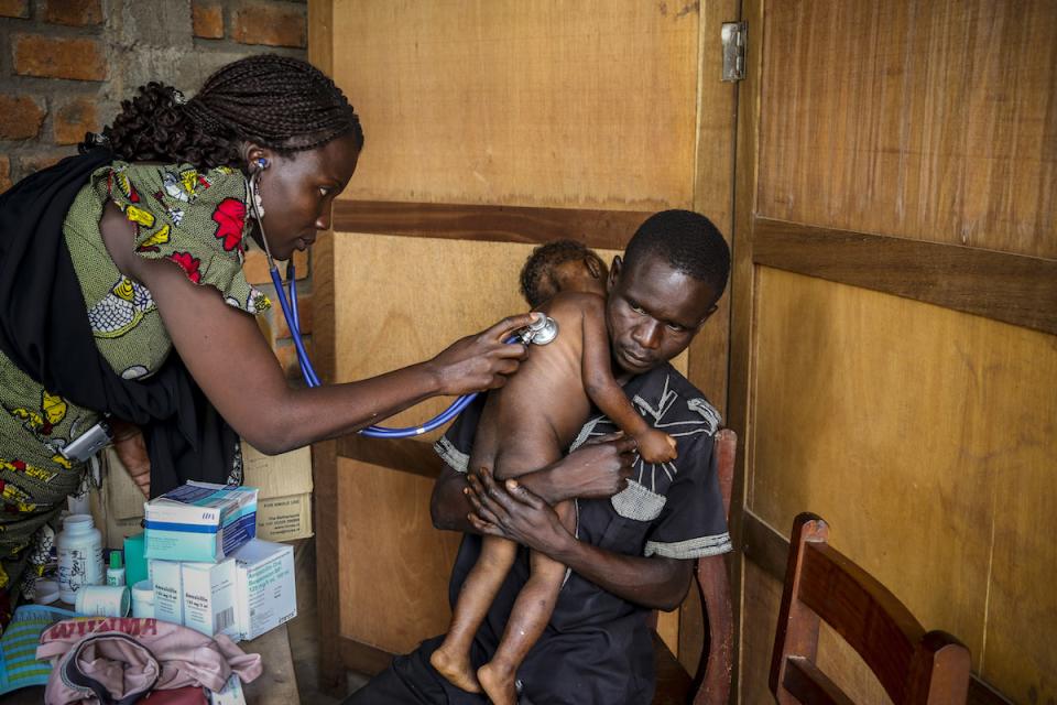 On 19 July 2018 in the Central African Republic, Pierre Mbassissi get receives a health screening at the Centre de Santé Saint Joseph, on the outskirts of Bangui.