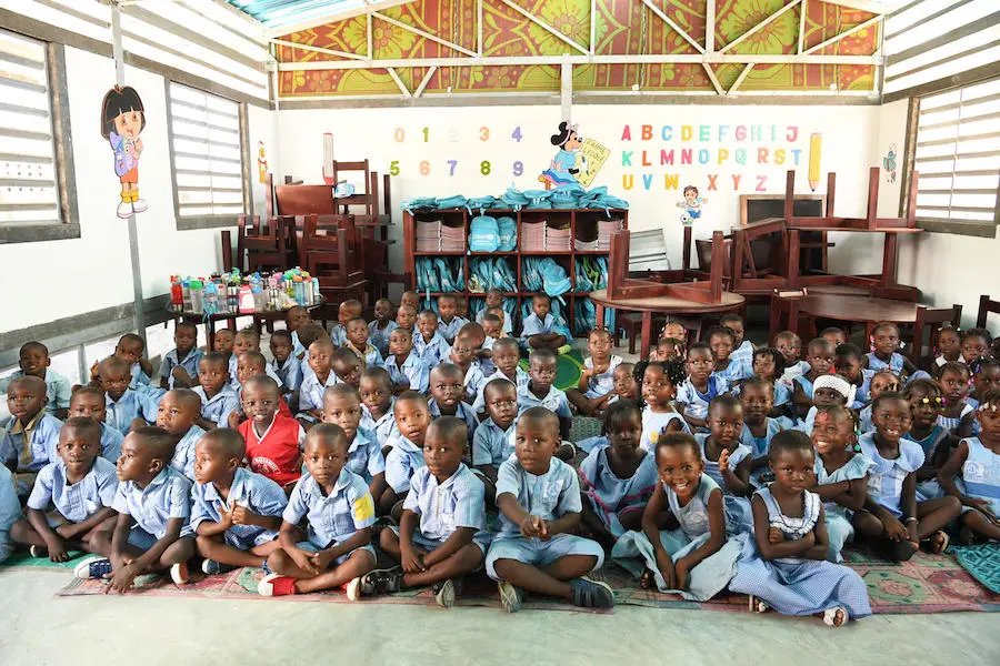 UNICEF and Conceptos Plasticos partnered in Cote d'Ivoire to build classrooms from bricks made of recycled plastic waste in 2018. unicef, conceptos plasticos, cote d'ivoire, education, recycling, pollution