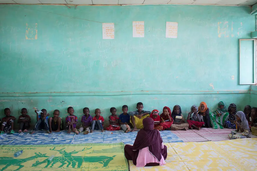 There are 65 students enrolled in the Accelerated School Readiness program at Simbile Primary School in Ethiopia's Afar region. There are 65 students enrolled in the Accelerated School Readiness program at Simbile Primary School in Ethiopia's Afar region.