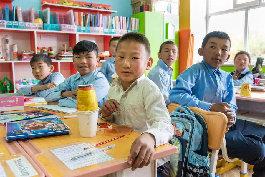 Students at General Education School #3, Altai, Gobi-Altai province, Mongolia. Students at General Education School #3, Altai, Gobi-Altai province, Mongolia.