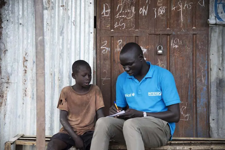 "It's not easy," says Char. "When we identify separated children, we sit with them and ask them many questions about their parents. We take photos of them and then consult the national database." 11-year-old Falluoch (above) is one of Char's children. It "It's not easy," says Char. "When we identify separated children, we sit with them and ask them many questions about their parents. We take photos of them and then consult the national database." 11-year-old Falluoch (above) is one of Char's children. It