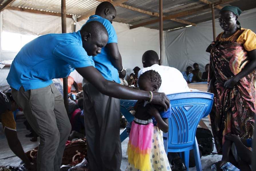 At one point, Char was looking after over 70 children, like the little girl above who is living at the United Nations (UN) civilian protection site in Malakal while she waits for her family to be located. Such sites along with the UN's broader peacekeepin