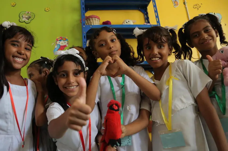 On 4 December 2018 at the Ibn Zaidoon School in Aden, Yemen, girls attend class. UNICEF, Yemen, humanitarian crisis, education, girls in school