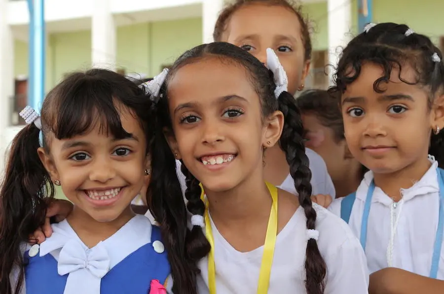 Girls attend class at the Ibn Zaidoon School in Aden, Yemen on December 4, 2018. UNICEF, Yemen, humanitarian crisis, education