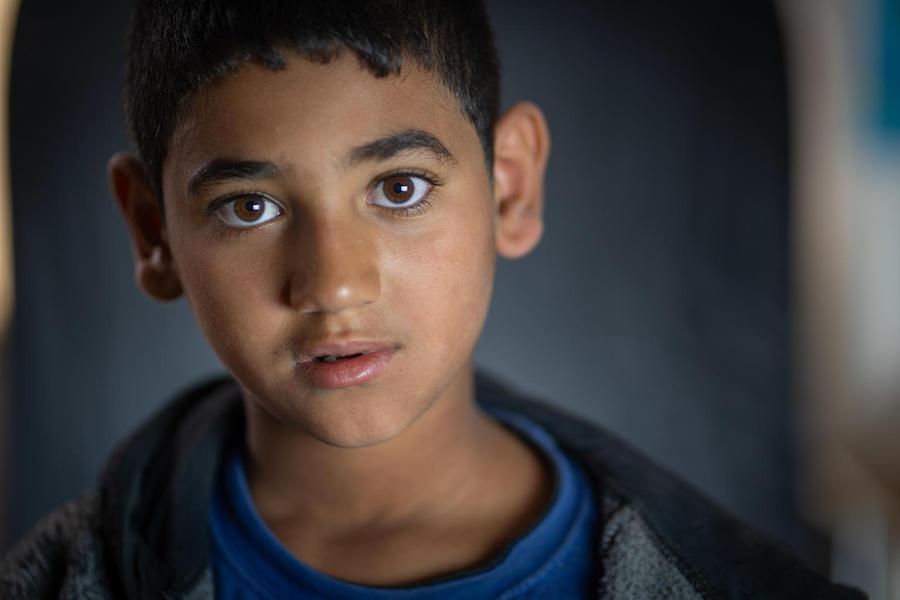 Omar, 11, lives in Za'atari Refugee Camp in Jordan with his family. He thinks their old house in Syria was as big as the UNICEF Makani Center in the camp where he goes to learn and play. 